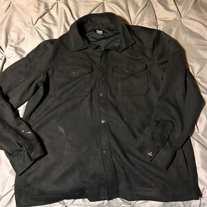 Frye Men's Classic Fit Chest Pockets Faux Suede Shirt Jacket Black XL